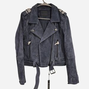 NWT Blank NYC Blue Suede Biker Jacket